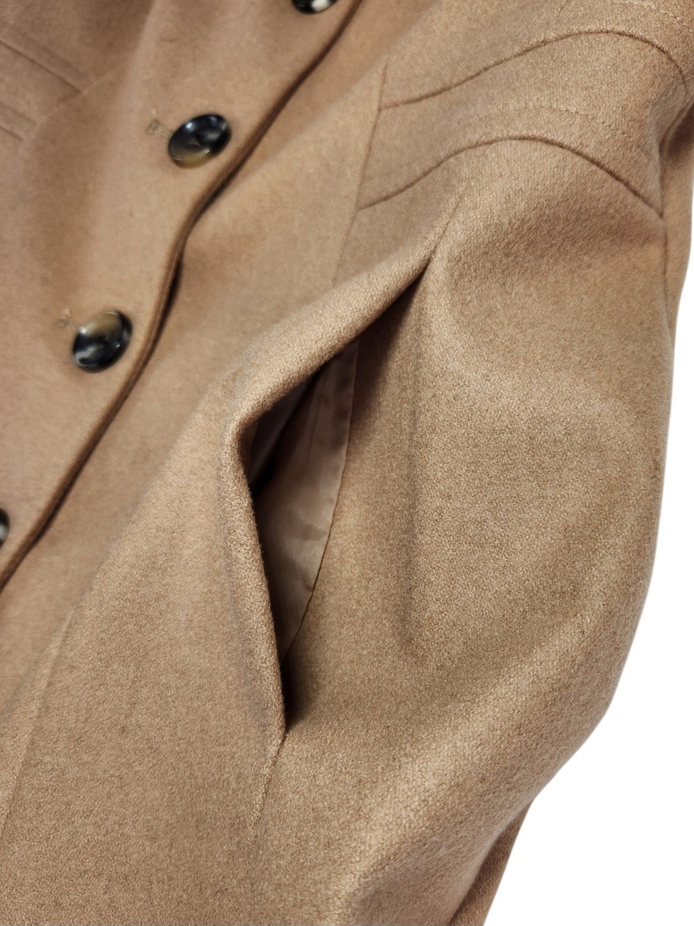 Anne Klein Women’s PS Camel Wool Blend Pea Coat Tailored Button Front Petite Sm - Picture 12 of 16